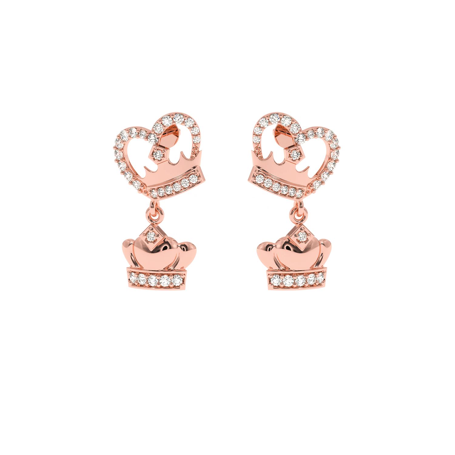 Solitairekart 0.44 CT Crown Heart Lab Diamond Earrings